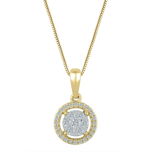 0.23 CT Round Cut Diamond Pendant Necklace in 14K Gold