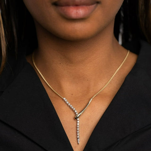 1.00 CT Diamond Pendant Necklace in 14K Two-Tone Gold