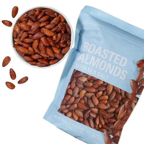 Premium Roasted Almonds with Sea Salt, 2.5lb Bag - Crunchy, Savory Snack for Sharing or Recipes, Resealable for Freshness, Perfect for Home, Work, or On-the-Go Enjoyment with Bold Flavor