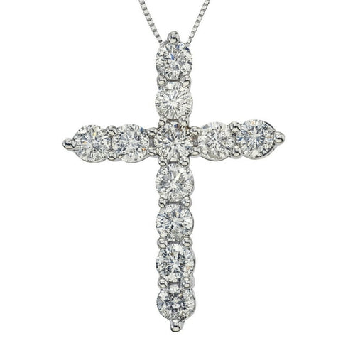 2.00 CT Total Weight Diamond Cross Pendant in 14K Gold