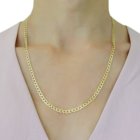 Curb Chain Necklace in Solid 14K Gold