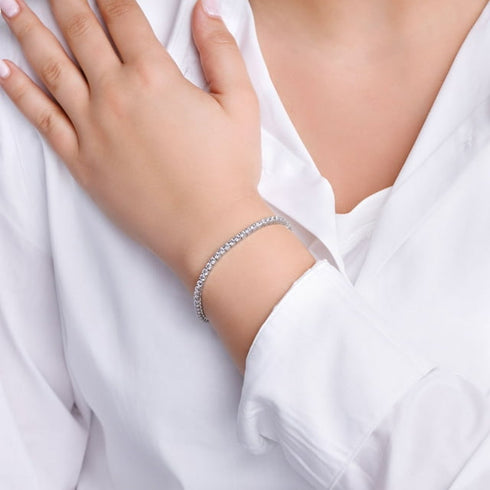Lab Created White Sapphire Tennis Bracelet in Sterling Silver