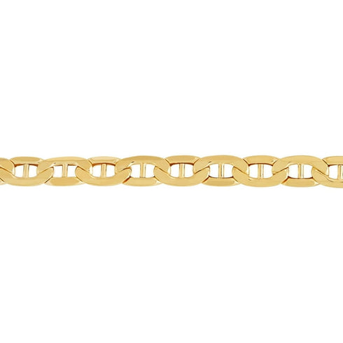 Beveled Mariner Chain Link Necklace in Solid 14K Gold