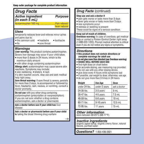 Genexa Kids' Pain & Fever Acetaminophen Liquid, Cherry, 4 fl. oz., 2 pk.