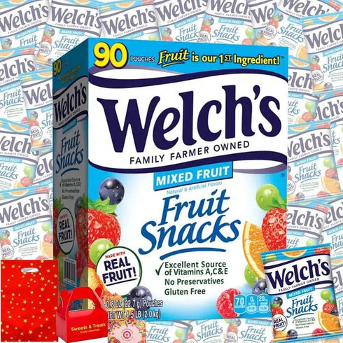 Fruit Snack Welch's Gummy Flavor, Individually Wrapped Assorted Healthy Snack Kids & Adults