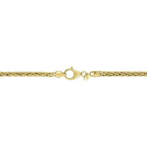 Braided Wheat Chain Necklace in Solid 14K Gold