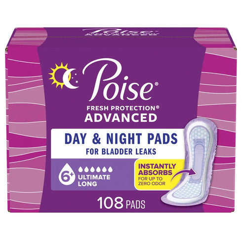 Poise Advanced Ultimate Absorbency Long Pads, 108-count