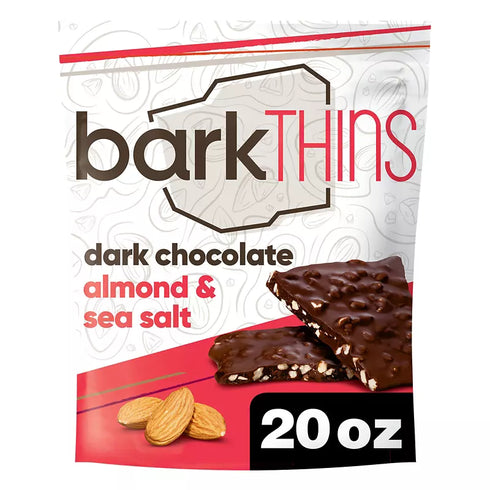 barkTHINS Dark Chocolate Almonds with Sea Salt – Snackable Gourmet Chocolate, Bulk Bag, 20 oz