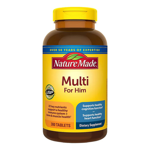 Nature Made Multivitamin For Him Tablets with No Iron, 300 ct.