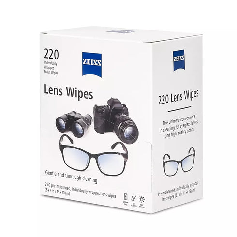 ZEISS Pre-Moistened Lens Cleaning Wipes, 220 Count