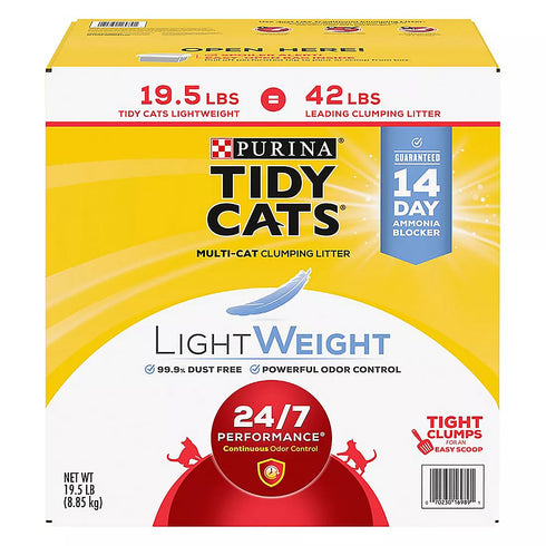 Purina Tidy Cats Lightweight Clumping Cat Litter, 19.5 lbs. – Powerful Odor Control, Easy-to-Lift