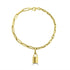 Paperclip & Cable Chain Bracelet with Padlock Charm in 14K Gold