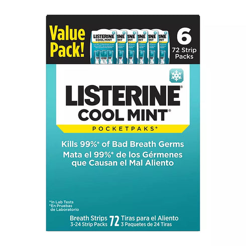 Listerine Cool Mint Pocketpaks Breath Freshening Strips, 6 Pack 72 Strips