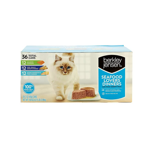 Berkley Jensen Seafood Lovers Dinners Variety Pack Wet Cat Food, 36 ct.