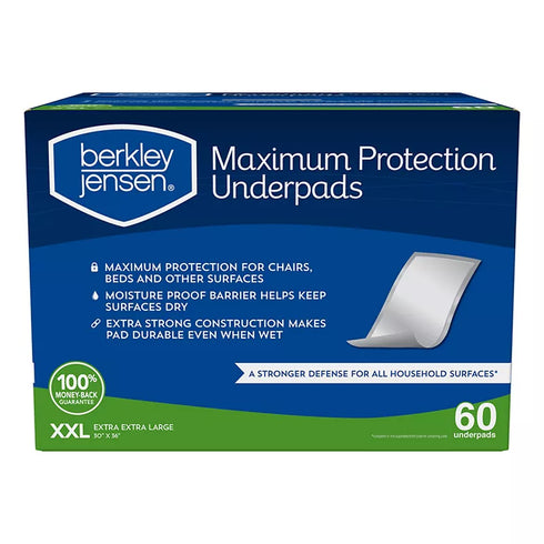 Berkley Jensen Maximum Protection XXL Underpads 30x36 Inch, 60 Count