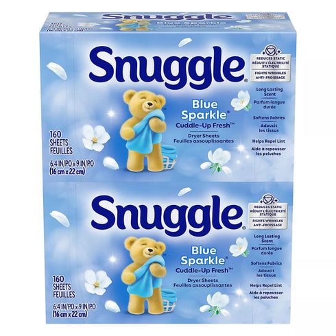 Snuggle Blue Sparkle Fabric Softener Dryer Sheets, 320 ct.