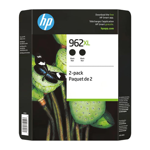 HP 962XL High-Yield Black Ink Cartridges, 2-Pack – Instant Ink Eligible, Extra-Long Print Life for Sharpb