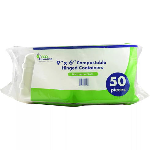 Eco Guardian Compostable Hinged Lid Containers, 50 ct.