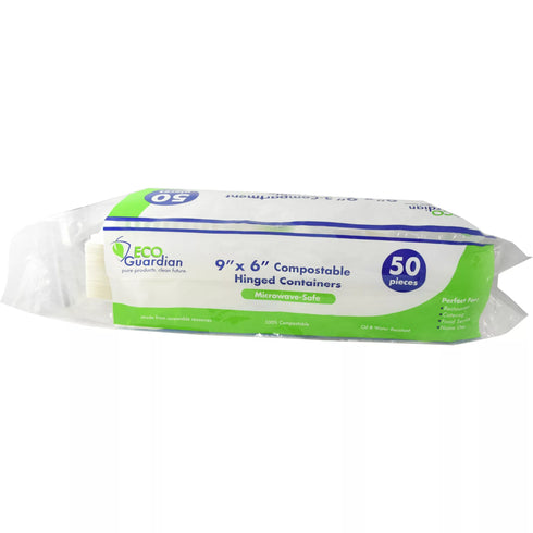 Eco Guardian Compostable Hinged Lid Containers, 50 ct.