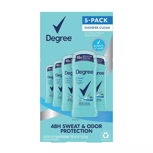 Degree Women Shower Clean Dry Protection Deodorant, 5 Pack