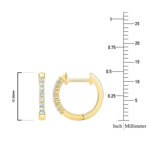 0.10 Carat Diamond Petite Hoop Earrings in 14K Gold