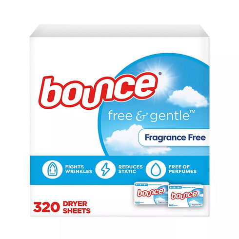 Bounce Free & Gentle Dryer Sheets - Unscented, 320 ct.