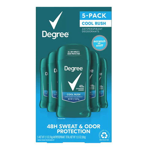 Degree Men Cool Rush 48 Hour Deodorant, 5 Pack