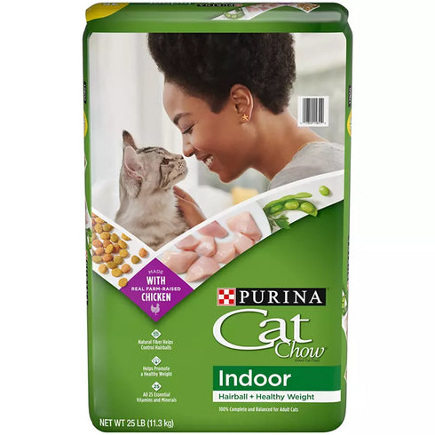 Purina Cat Chow Indoor Dry Cat Food, 25 lbs. – Hairball Control, Healthy Weight Support