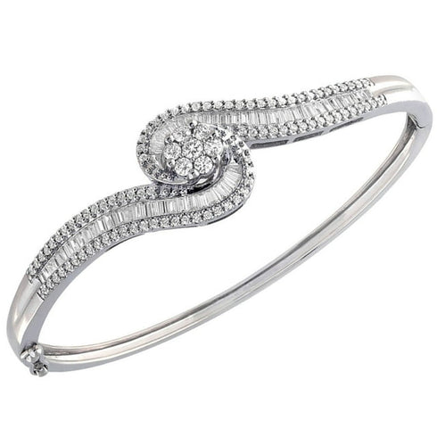1.98 CT Diamond Swirl Bangle Bracelet in 14K Gold