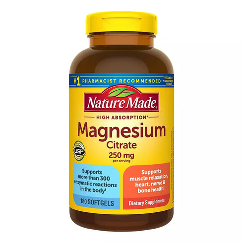 Nature Made Magnesium Citrate 250mg Softgels, 180 ct