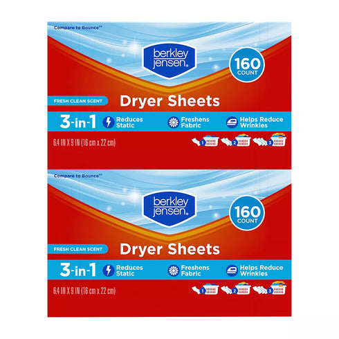 Berkley Jensen Soft & Fresh Dryer Sheets – 320 Count, Long-Lasting Freshness