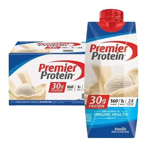 Premier 30g Protein PLUS Energy and Immune Support Shakes, Vanilla, 11 fl oz, 18-pack
