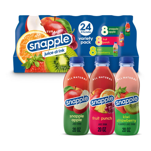 Snapple Juice Variety Pack, Recycled Plastic Bottles, 24 pk./20 fl. oz.