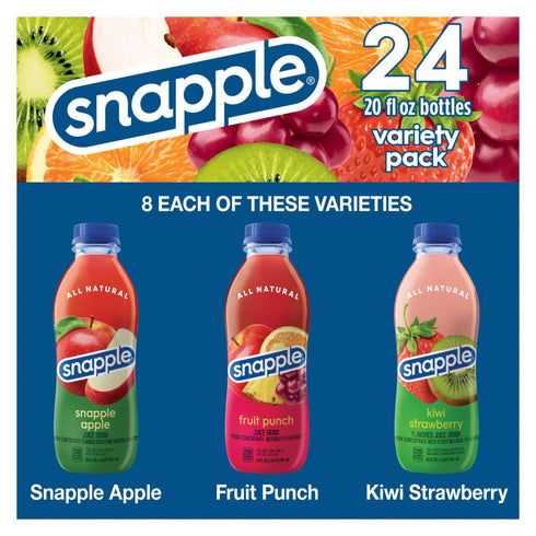 Snapple Juice Variety Pack, Recycled Plastic Bottles, 24 pk./20 fl. oz.