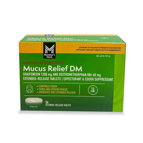 Member’s Mark Maximum Strength Mucus Relief DM Extended Release Tablets, 56 Count – 12-Hour Formula