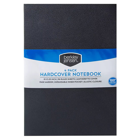 Berkley Jensen Hardcover Lined Journal, 4-Pack – Premium Writing Notebooks for Home, Office & School