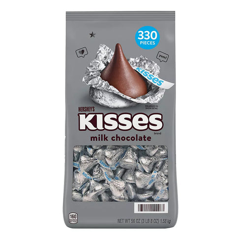 Hershey’s Milk Chocolate Kisses – Classic Foil-Wrapped Chocolates, Bulk Candy Bag, 56 oz