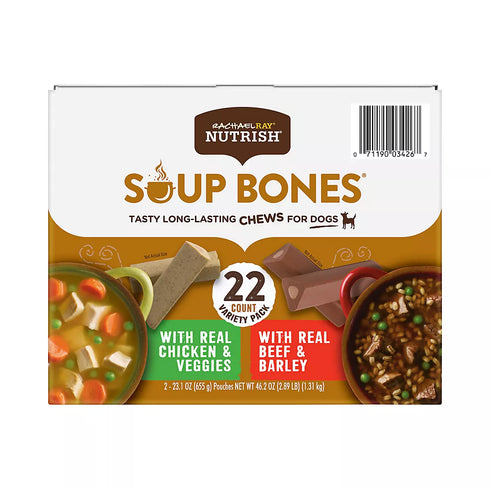 Rachael Ray Nutrish Soup Bones Dog Chews, Long-Lasting Meaty Center Treats for All Breeds, 22 Count