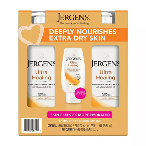 Jergens Ultra Healing Moisturizing Lotion with Bonus Bottle, 3 Piece Set