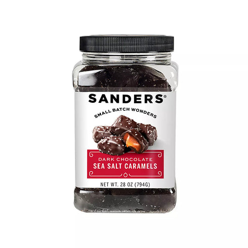 Dark Chocolate Caramel Sea Salt Candy Tub – Gourmet Chocolate Bites, Individually Wrapped, 28 oz