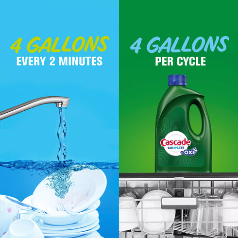 Cascade Complete Dish Detergent Liquid Gel + Oxi - Fresh Scent, 125 oz