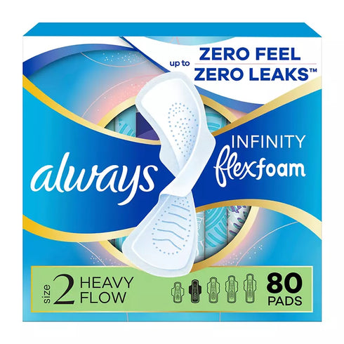 Always Infinity FlexFoam Pads Size 2 Heavy Absorbency with Wings Unscented