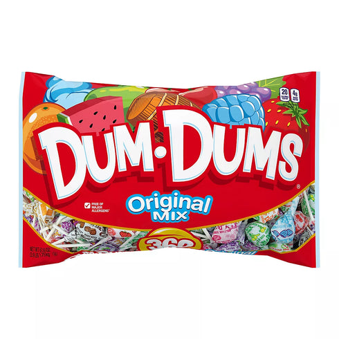 Spangler Dum Dums Original Pops Lollipops – Assorted Flavors, Individually Wrapped, Bulk Candy, 360 Count