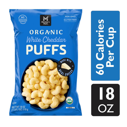 Member's Mark Organic White Cheddar Puffs, 18 oz