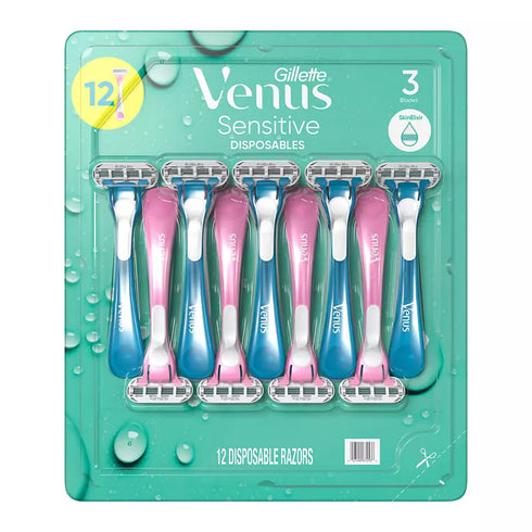 Venus Sensitive Women's Disposable Razors, 12 Count