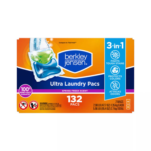 Berkley Jensen Ultra Laundry Pacs - Spring Fresh Scent, 132 ct.
