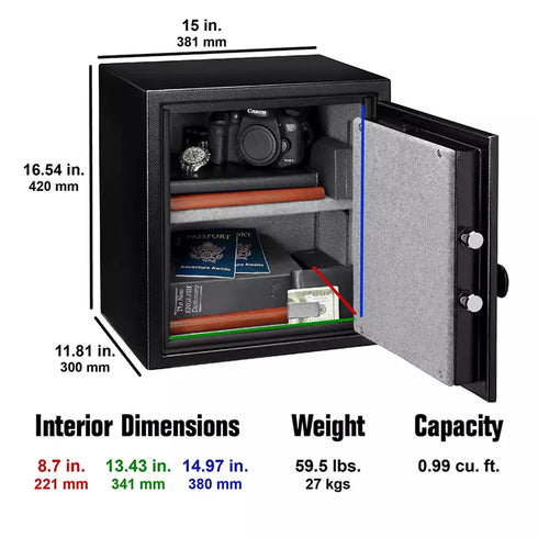 Fortress Medium Fireproof Waterproof Personal Safe with Electronic Lock