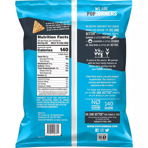 PopCorners Chips White Cheddar Snacks, 18 oz