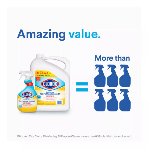 Clorox Disinfecting All Purpose Cleaner - Crisp Lemon, 32 oz. Spray & 180 oz. Refill