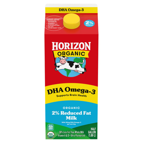 Horizon Organic DHA Omega-3 Milk, DHA 2 Percent Milk, Half Gallon Carton, 64 fl. oz.
